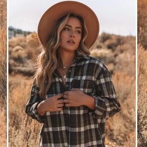 JAYCE COTTON DISTRESSED PLAID BUTTON DOWN TOP
